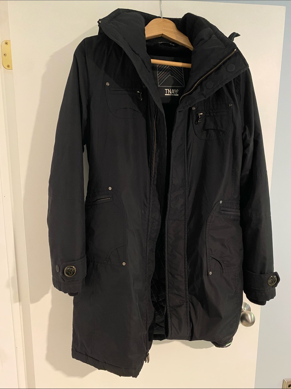 TNA Womans Black Insulated Parka with Hood